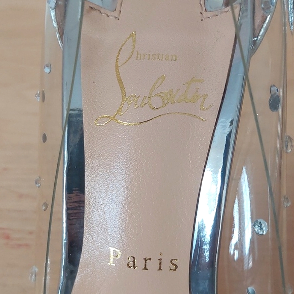 CHRISTIAN LOUBOUTIN Degrastrass 100 pump in transparent PVC decorated with cryst - Picture 10 of 16